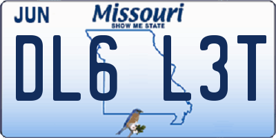 MO license plate DL6L3T