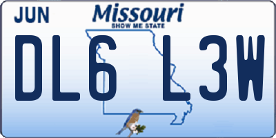 MO license plate DL6L3W
