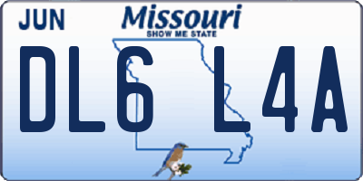 MO license plate DL6L4A
