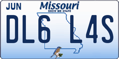 MO license plate DL6L4S