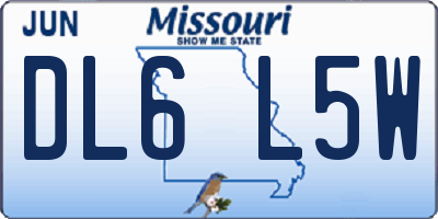 MO license plate DL6L5W