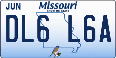MO license plate DL6L6A