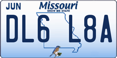 MO license plate DL6L8A