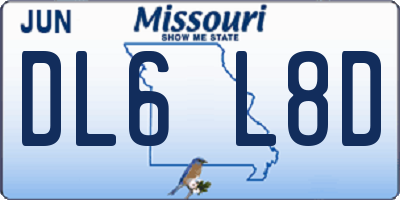MO license plate DL6L8D