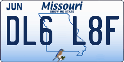 MO license plate DL6L8F