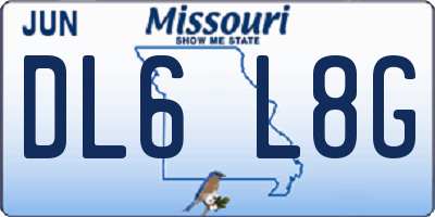 MO license plate DL6L8G