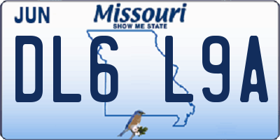MO license plate DL6L9A