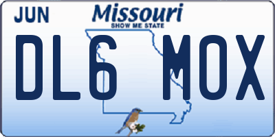MO license plate DL6M0X