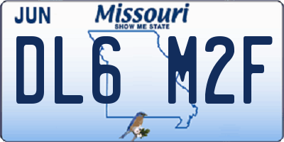 MO license plate DL6M2F