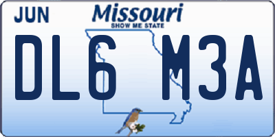 MO license plate DL6M3A