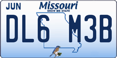 MO license plate DL6M3B