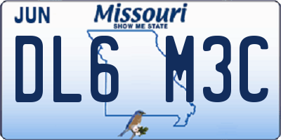 MO license plate DL6M3C