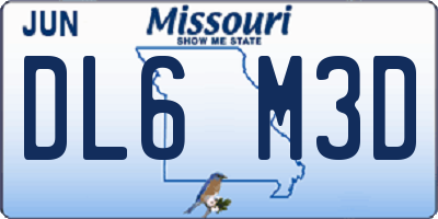 MO license plate DL6M3D