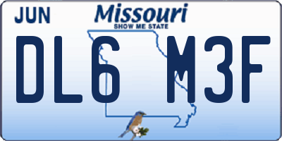 MO license plate DL6M3F