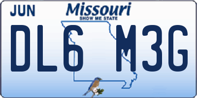 MO license plate DL6M3G