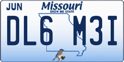MO license plate DL6M3I