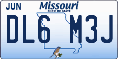 MO license plate DL6M3J