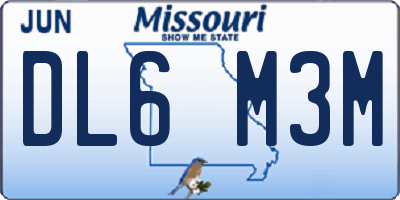 MO license plate DL6M3M