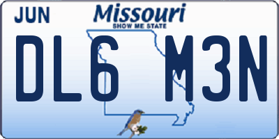 MO license plate DL6M3N