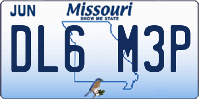 MO license plate DL6M3P