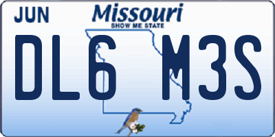 MO license plate DL6M3S