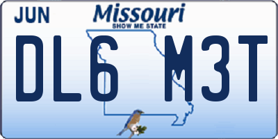 MO license plate DL6M3T