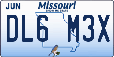 MO license plate DL6M3X