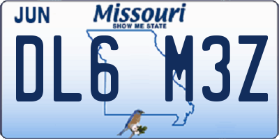 MO license plate DL6M3Z