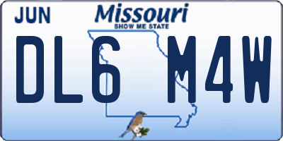 MO license plate DL6M4W