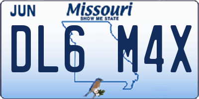 MO license plate DL6M4X