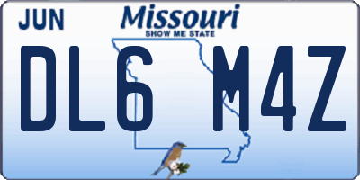 MO license plate DL6M4Z