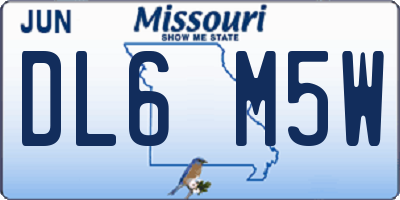 MO license plate DL6M5W