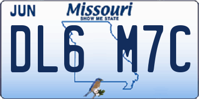 MO license plate DL6M7C