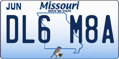 MO license plate DL6M8A
