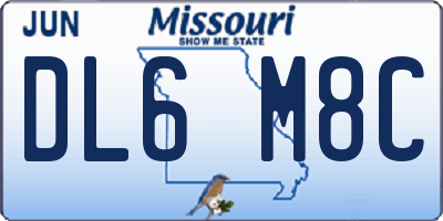 MO license plate DL6M8C