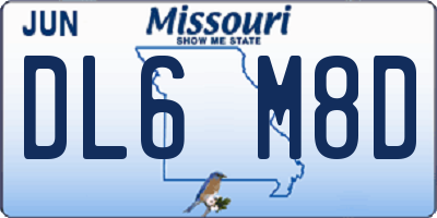 MO license plate DL6M8D