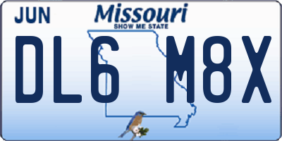 MO license plate DL6M8X