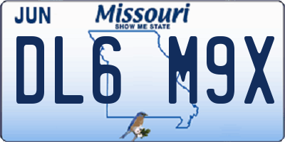 MO license plate DL6M9X