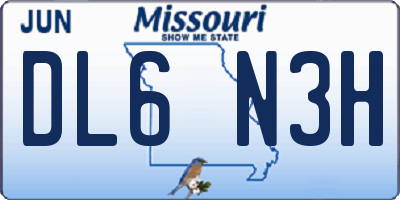 MO license plate DL6N3H