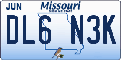 MO license plate DL6N3K