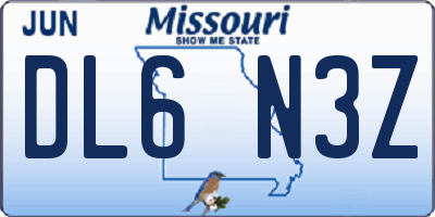 MO license plate DL6N3Z