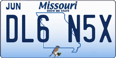 MO license plate DL6N5X