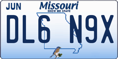 MO license plate DL6N9X