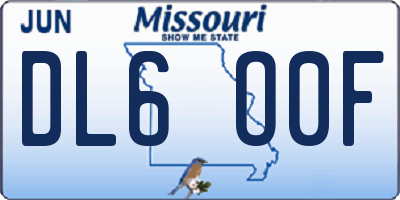 MO license plate DL6O0F