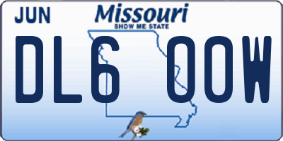 MO license plate DL6O0W