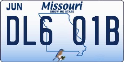 MO license plate DL6O1B