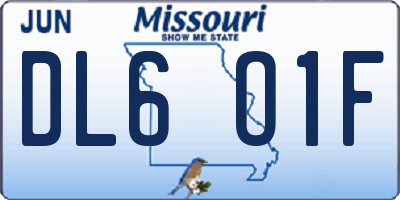 MO license plate DL6O1F