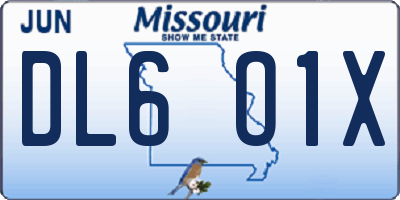 MO license plate DL6O1X