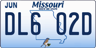 MO license plate DL6O2D