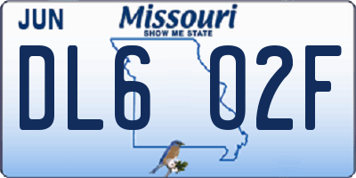 MO license plate DL6O2F